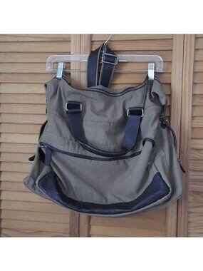Banana Republic Brown Canvas Leather Large Travel Crossbody Handbag